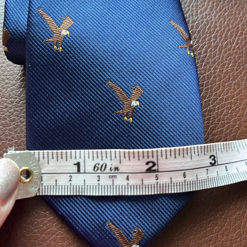 Auscuffkinks Australia Mens Skinny Eagle Woven Tie Blue Novelty NWT - Picture 10 of 10